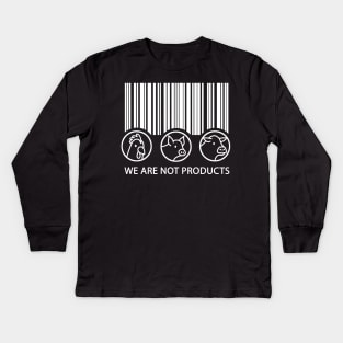 Vegan - We are not products Kids Long Sleeve T-Shirt